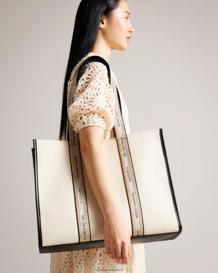 Ted Baker Canvas draagtas met georjey-merk ecru Tassen vrouwen 6R02N665