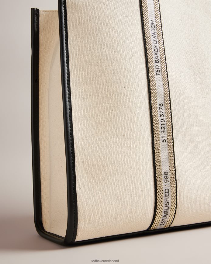Ted Baker Canvas draagtas met georjey-merk ecru Tassen vrouwen 6R02N665