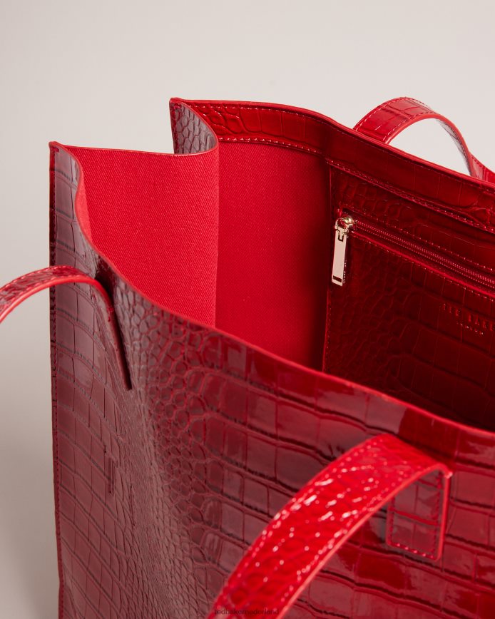 Ted Baker Croccon croc detail groot pictogram rood Tassen vrouwen 6R02N686 6R02N686 Opvallende prints op Ted Baker Nederland Ted Baker tas van levendige bloemen tot opvallende geometrische patronen de...