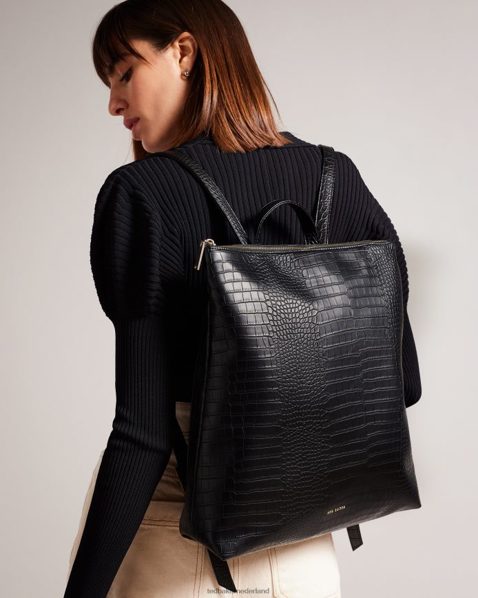 Ted Baker belux imitatie krokodil grote rugzak zwart Tassen vrouwen 6R02N787