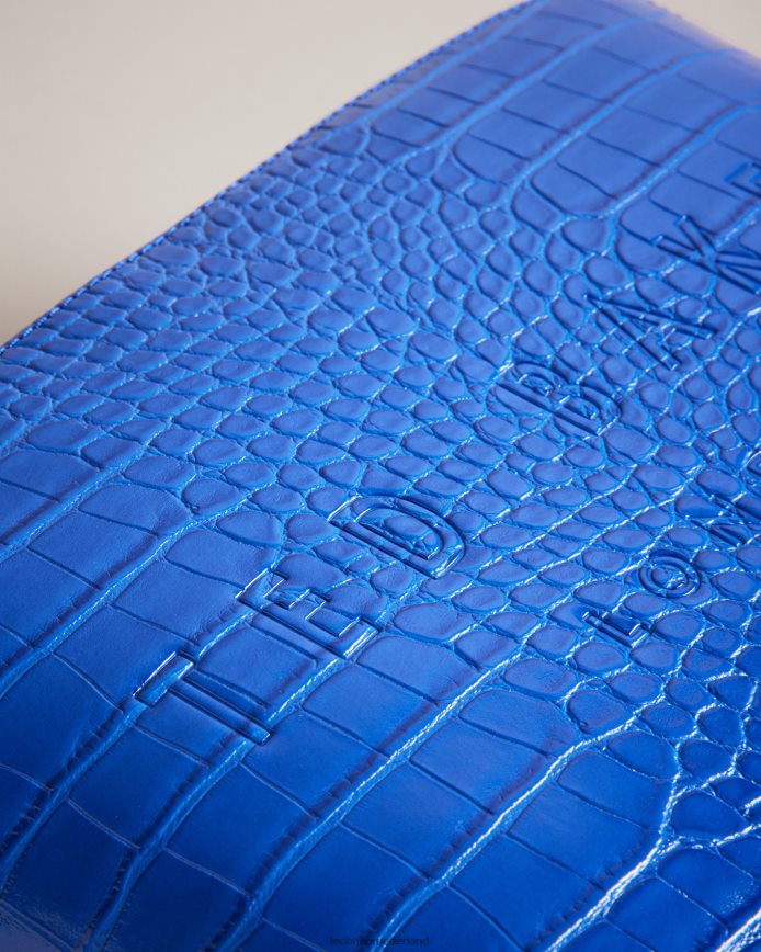 Ted Baker Toilettas met krokodillenmotief en reliëf helderblauw Tassen vrouwen 6R02N823