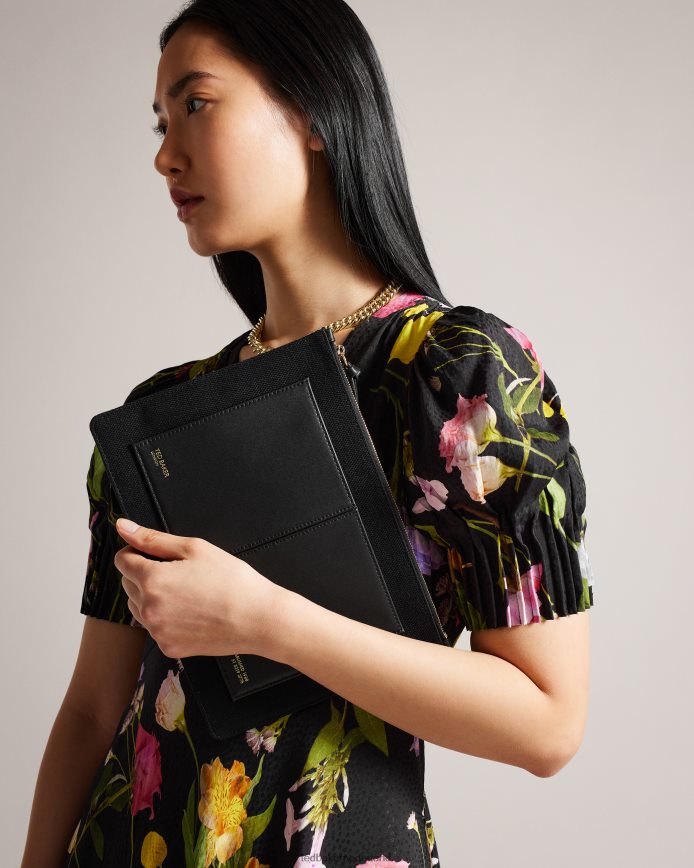 Ted Baker Aksina canvas tasje pikzwart Tassen vrouwen 6R02N811