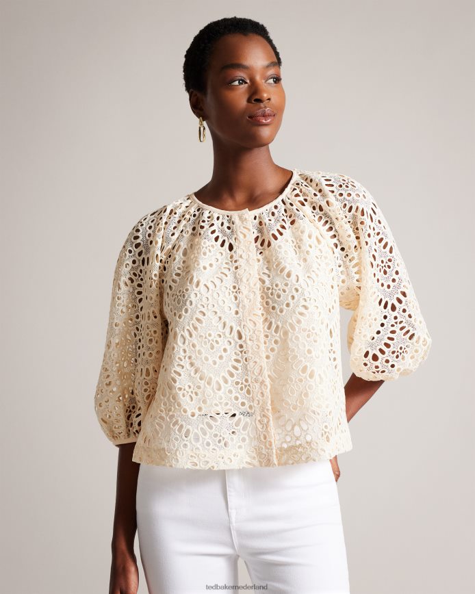 Ted Baker Elaraa blouse met broderie en pofmouwen wit kleding vrouwen 6R02N377