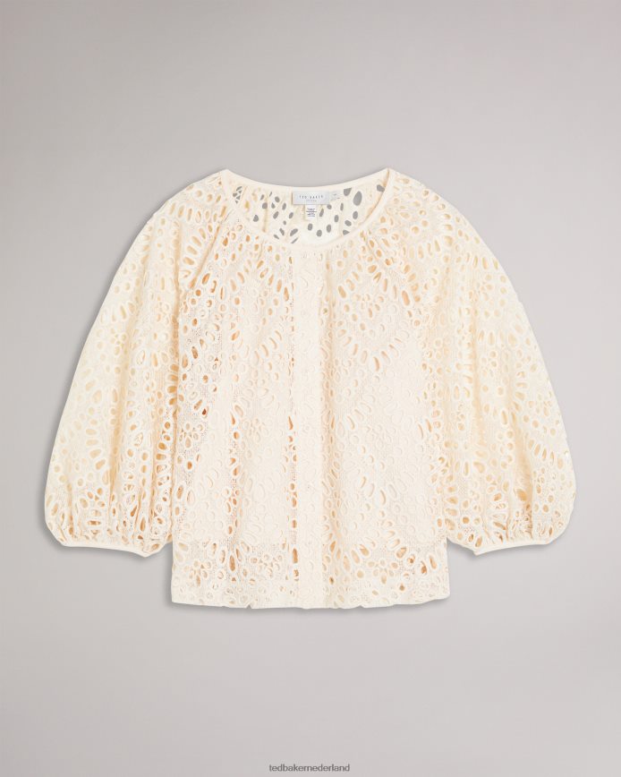 Ted Baker Elaraa blouse met broderie en pofmouwen wit kleding vrouwen 6R02N377