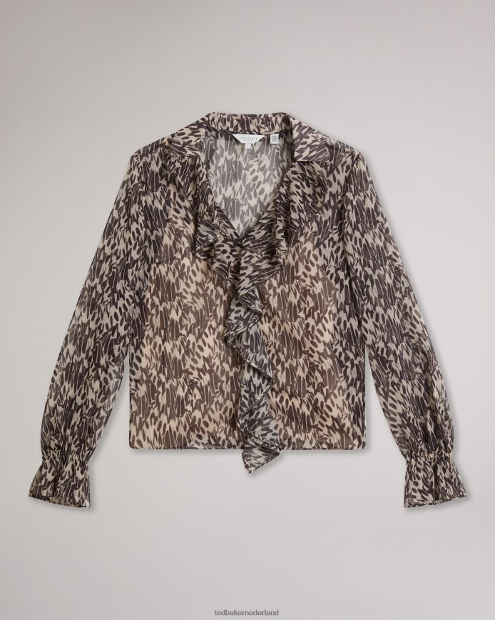 Ted Baker bertei blouse met v-hals en ruches naakt-roze kleding vrouwen 6R02N114