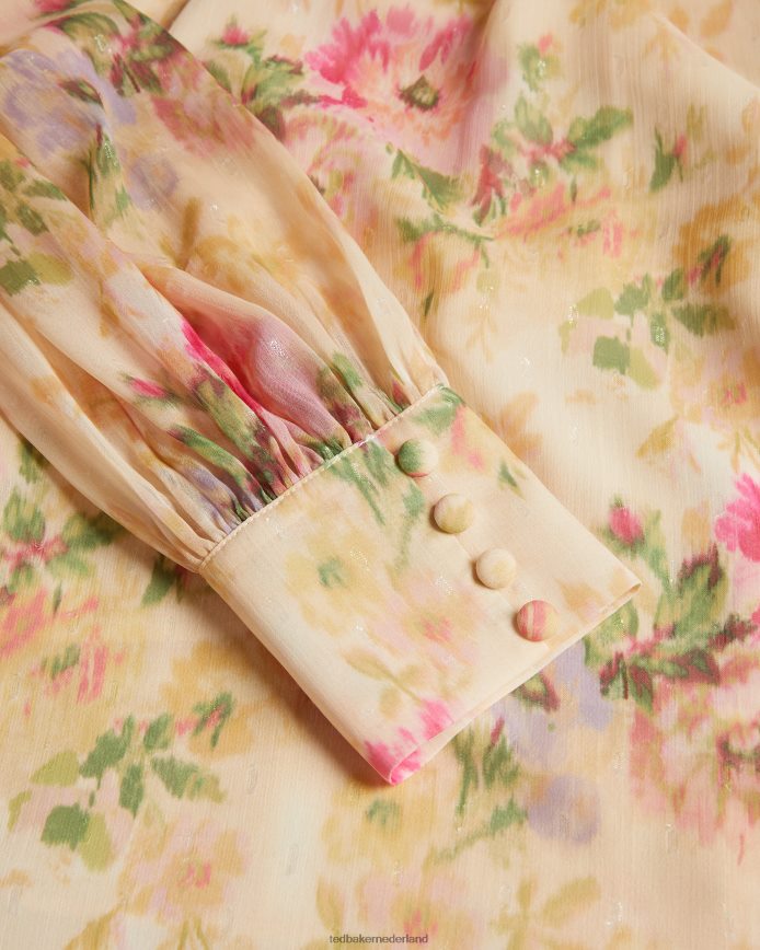 Ted Baker helenoh blouse met gebloemde ruches bruinen kleding vrouwen 6R02N408