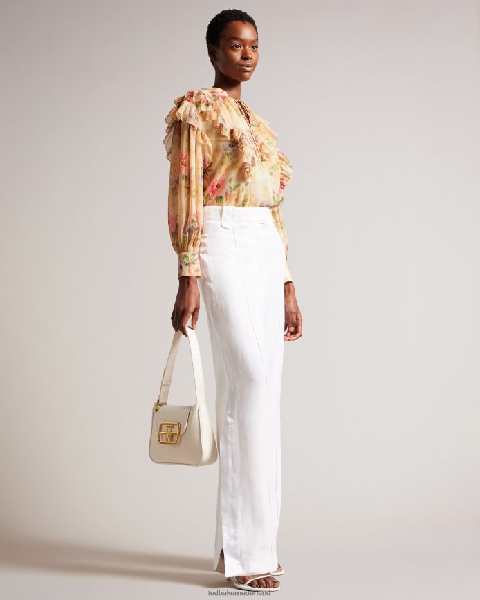 Ted Baker helenoh blouse met gebloemde ruches bruinen kleding vrouwen 6R02N408
