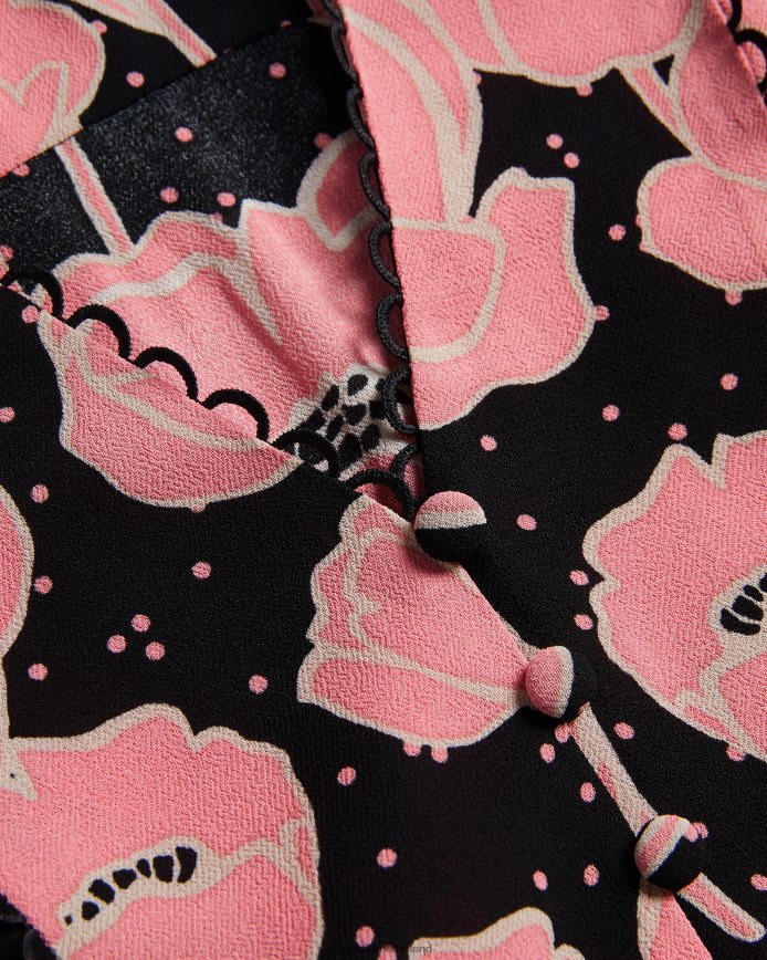 Ted Baker stephii blouse met v-hals en papaverprint zwart kleding vrouwen 6R02N135