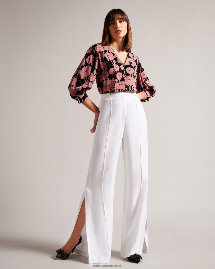 Ted Baker stephii blouse met v-hals en papaverprint zwart kleding vrouwen 6R02N135