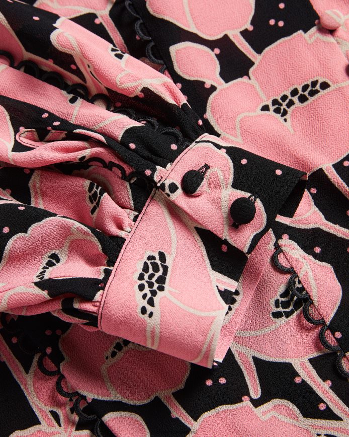 Ted Baker stephii blouse met v-hals en papaverprint zwart kleding vrouwen 6R02N135