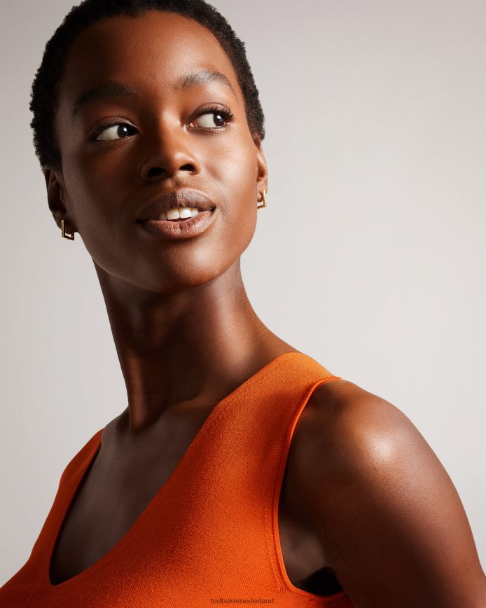 Ted Baker Sarhaa gebreide top bleek oranje kleding vrouwen 6R02N141