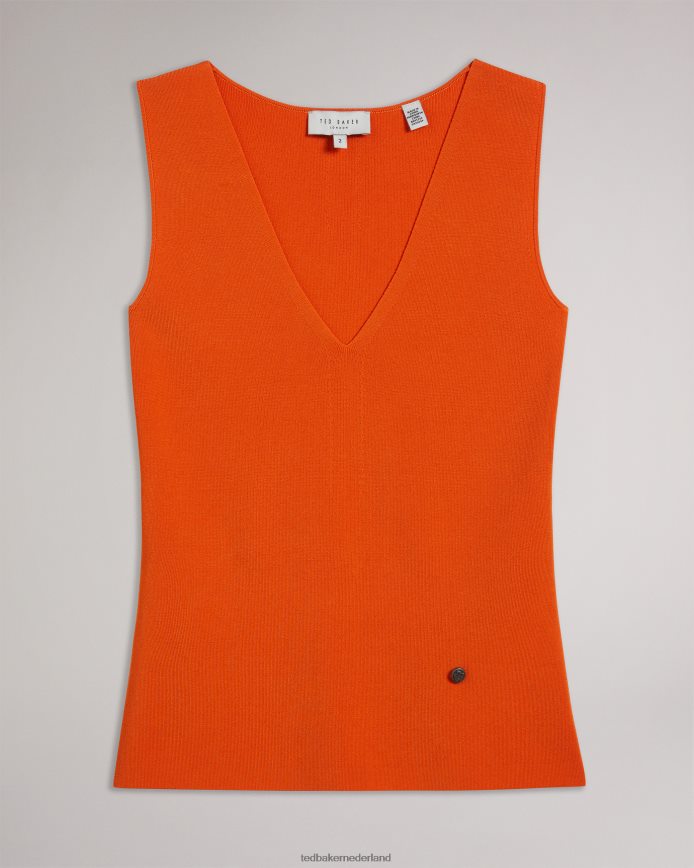 Ted Baker Sarhaa gebreide top bleek oranje kleding vrouwen 6R02N141