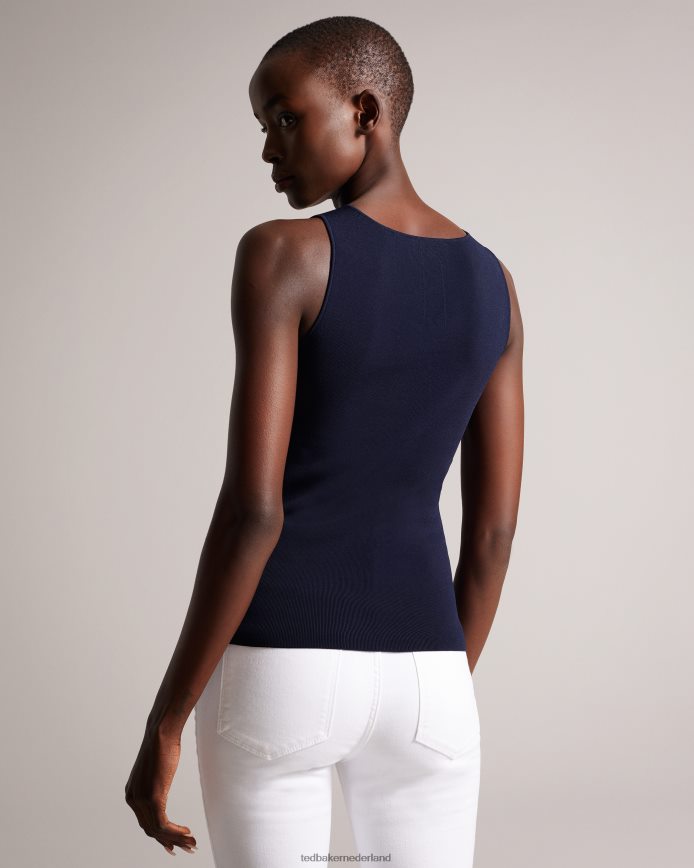 Ted Baker josiiy slim-fit gebreide top met v-hals donkerblauw kleding vrouwen 6R02N179
