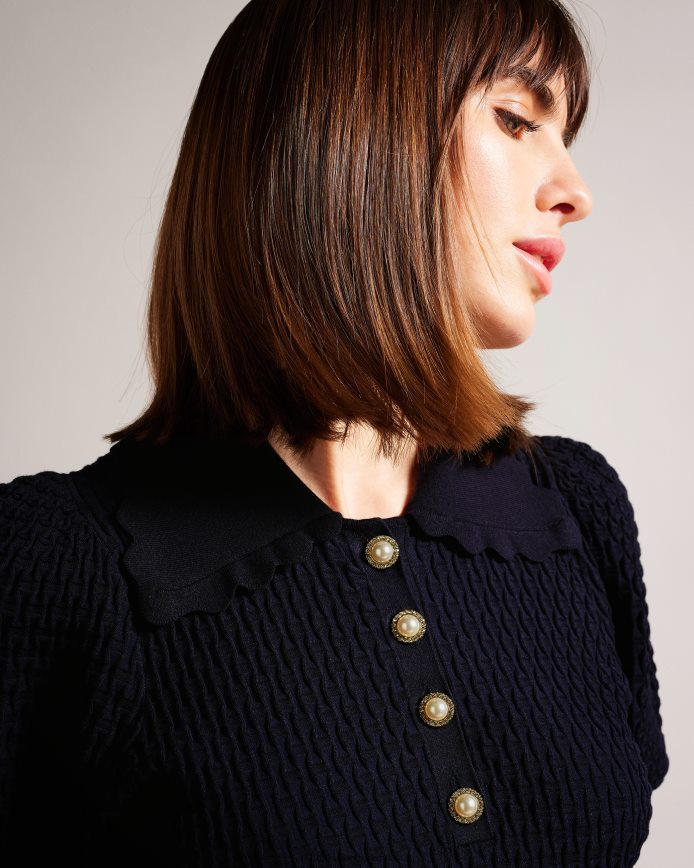 Ted Baker reannia gebreide polotop met versierde knopen donkerblauw kleding vrouwen 6R02N367