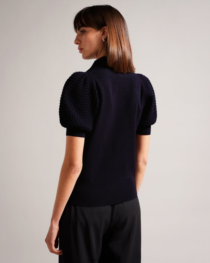 Ted Baker reannia gebreide polotop met versierde knopen donkerblauw kleding vrouwen 6R02N367