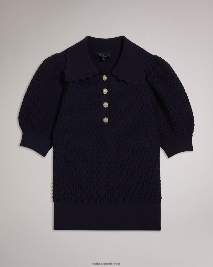Ted Baker reannia gebreide polotop met versierde knopen donkerblauw kleding vrouwen 6R02N367