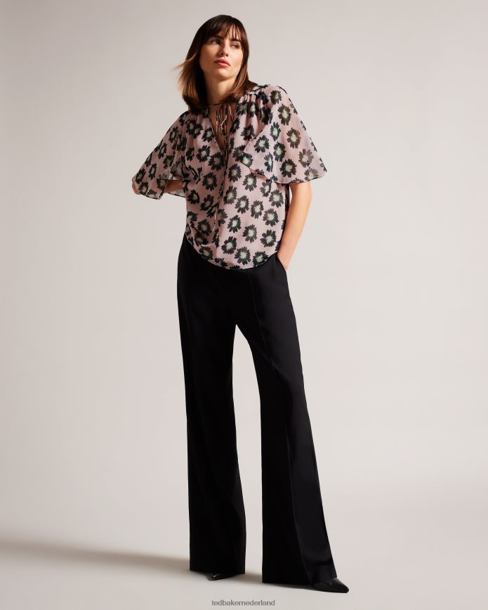 Ted Baker Harlynn top met splitmouwen en nekband roze kleding vrouwen 6R02N380