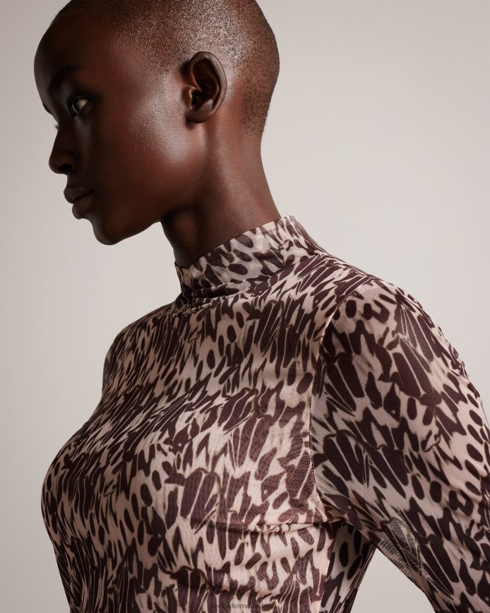 Ted Baker Jumila aansluitende top met hoge hals naakt-roze kleding vrouwen 6R02N104