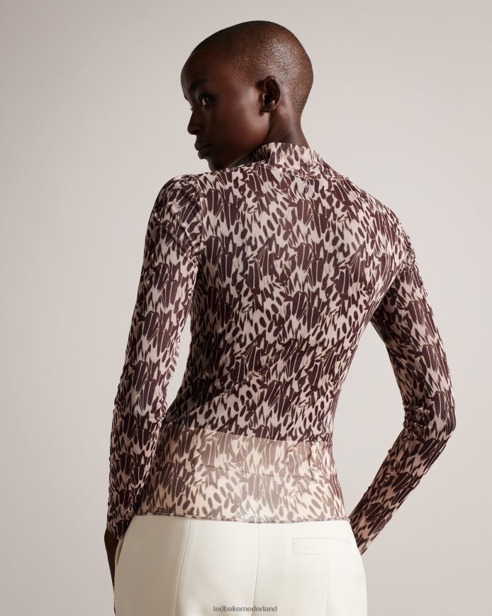 Ted Baker Jumila aansluitende top met hoge hals naakt-roze kleding vrouwen 6R02N104