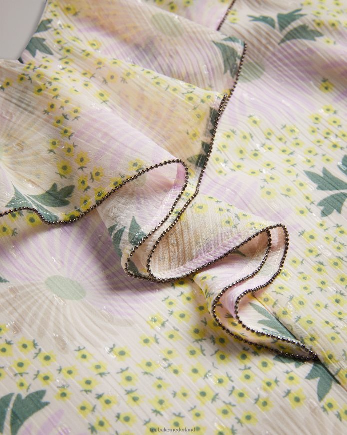 Ted Baker Shaunia cami met v-hals en ruches licht geel kleding vrouwen 6R02N155