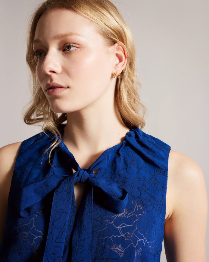 Ted Baker adelaai devore gebloemde top met strikband helderblauw kleding vrouwen 6R02N440