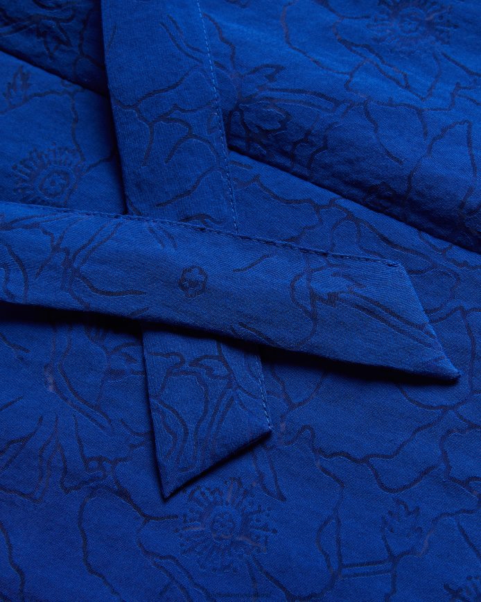 Ted Baker adelaai devore gebloemde top met strikband helderblauw kleding vrouwen 6R02N440