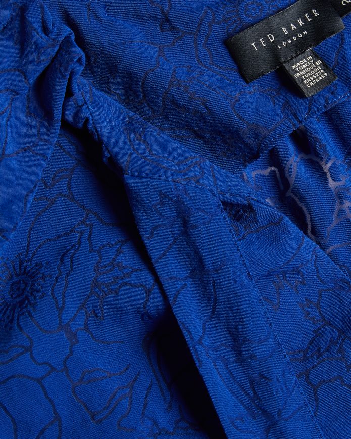 Ted Baker adelaai devore gebloemde top met strikband helderblauw kleding vrouwen 6R02N440