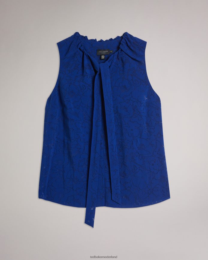 Ted Baker adelaai devore gebloemde top met strikband helderblauw kleding vrouwen 6R02N440