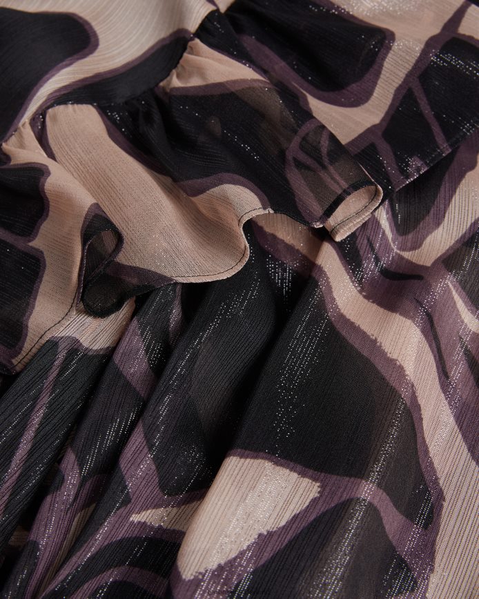 Ted Baker jasmyna top met ruches, v-hals en gestrikte taille zwart kleding vrouwen 6R02N48