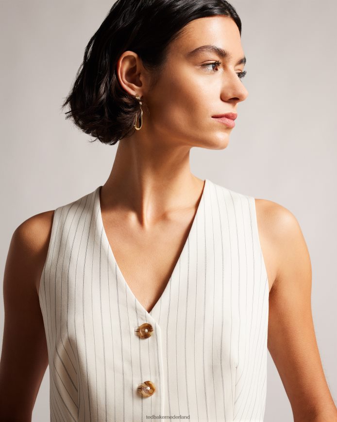 Ted Baker kllaraj getailleerd gilet met v-hals room kleding vrouwen 6R02N374