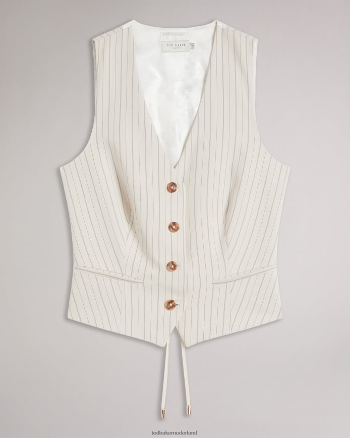 Ted Baker kllaraj getailleerd gilet met v-hals room kleding vrouwen 6R02N374