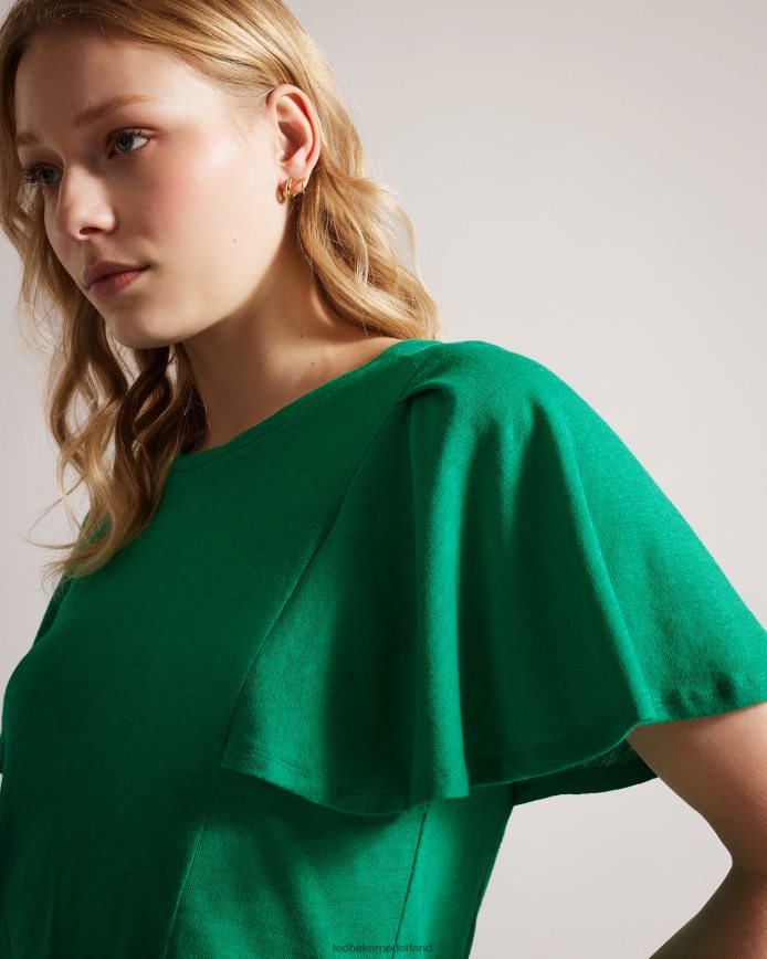 Ted Baker Hallenn T-shirt met ruches aan de mouwen groente kleding vrouwen 6R02N449