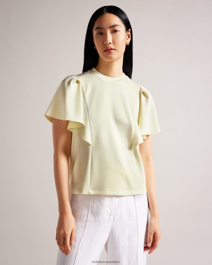 Ted Baker Nikilaa boxy T-shirt met ruches aan de mouwen licht geel kleding vrouwen 6R02N40