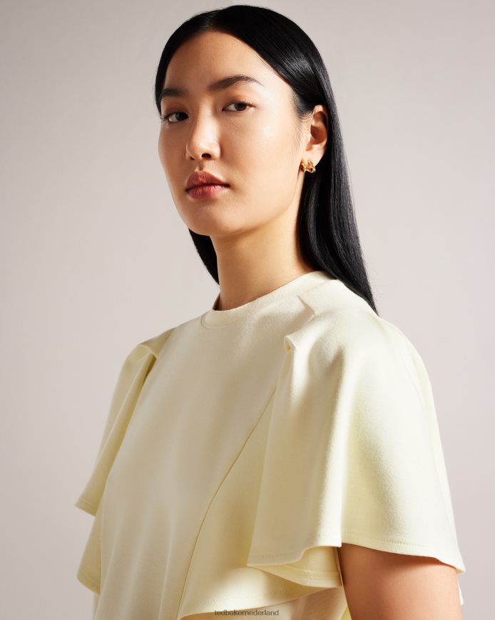 Ted Baker Nikilaa boxy T-shirt met ruches aan de mouwen licht geel kleding vrouwen 6R02N40