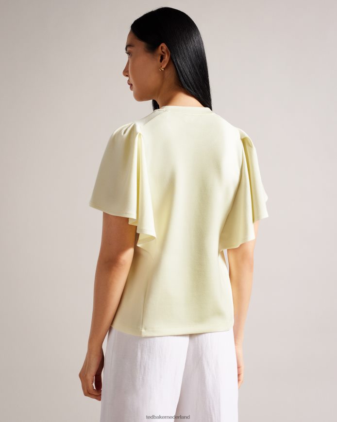 Ted Baker Nikilaa boxy T-shirt met ruches aan de mouwen licht geel kleding vrouwen 6R02N40