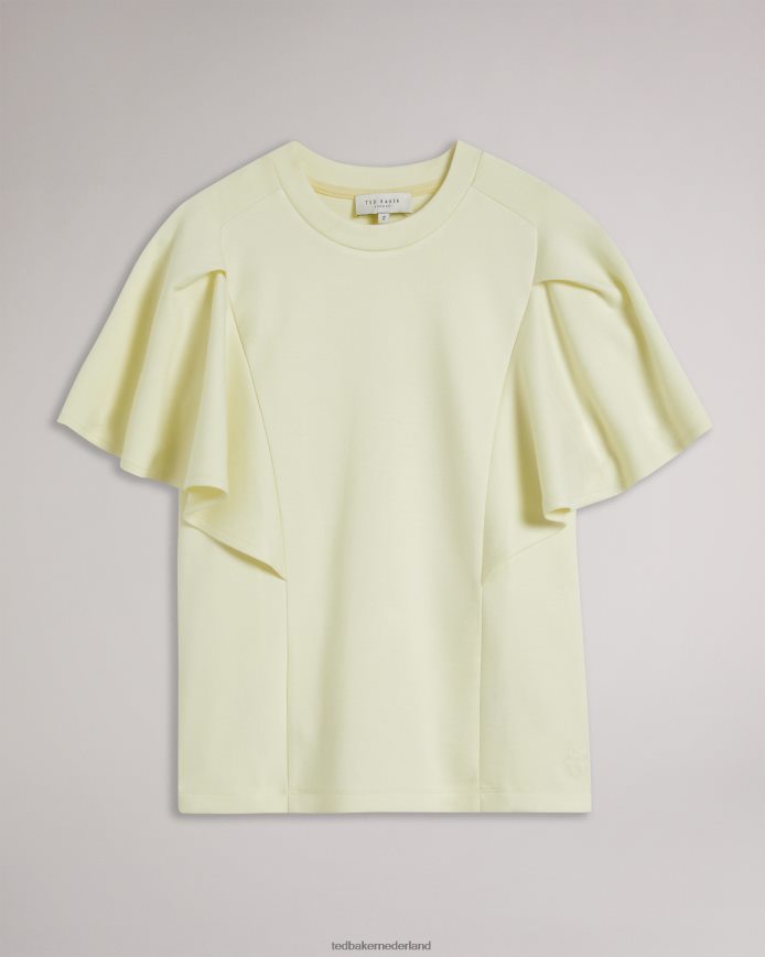 Ted Baker Nikilaa boxy T-shirt met ruches aan de mouwen licht geel kleding vrouwen 6R02N40