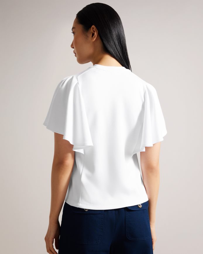Ted Baker Nikilaa boxy T-shirt met ruches aan de mouwen wit kleding vrouwen 6R02N20