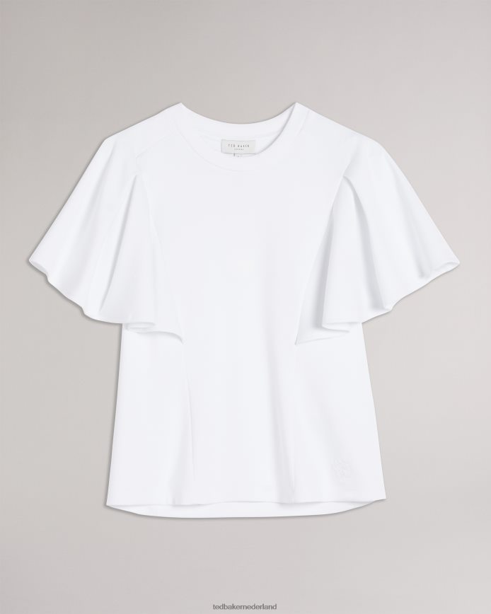 Ted Baker Nikilaa boxy T-shirt met ruches aan de mouwen wit kleding vrouwen 6R02N20