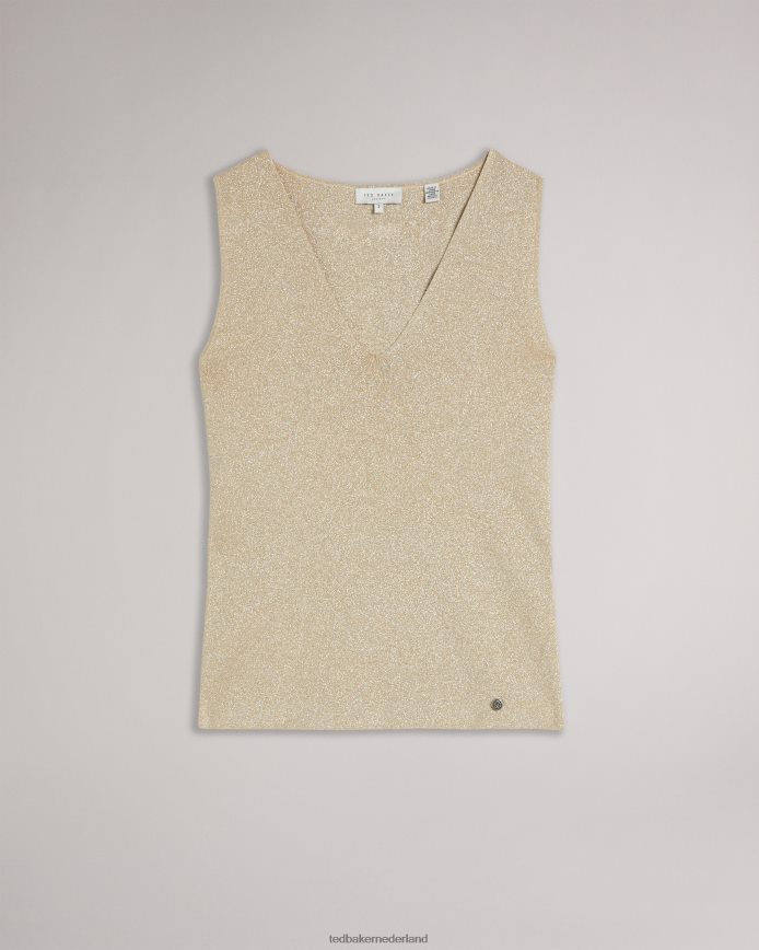 Ted Baker Sharlee metallic gebreid vest goud kleding vrouwen 6R02N398