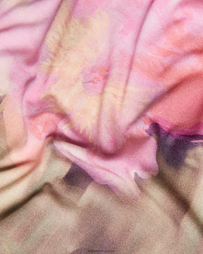 Ted Baker Yazmean getailleerd T-shirt met bloemen en gedraaide hals koraal kleding vrouwen 6R02N263