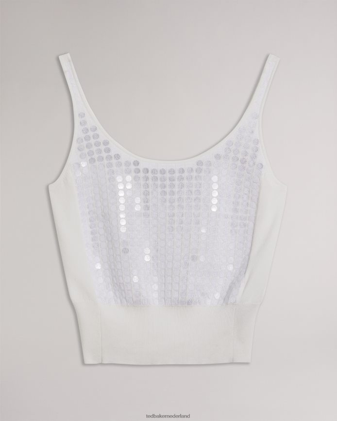 Ted Baker bobbiiy gebreid vest met paillettendetail wit kleding vrouwen 6R02N145