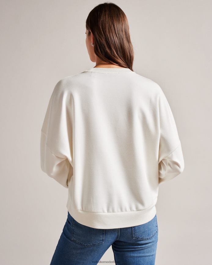 Ted Baker Marene grafische trui met getextureerde bloemen wit kleding vrouwen 6R02N265