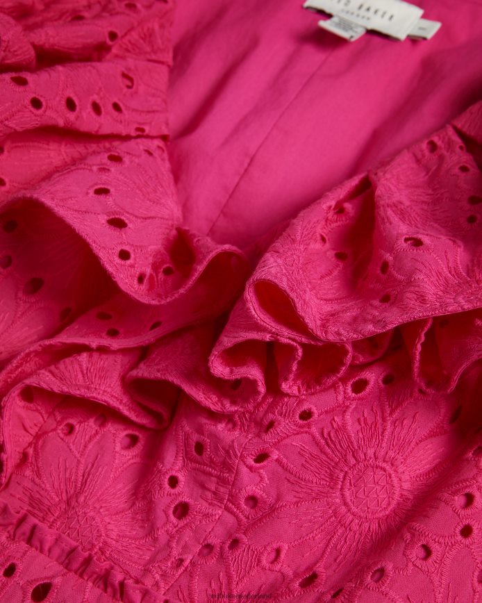 Ted Baker Mazieh broderie peplum top fel roze kleding vrouwen 6R02N321