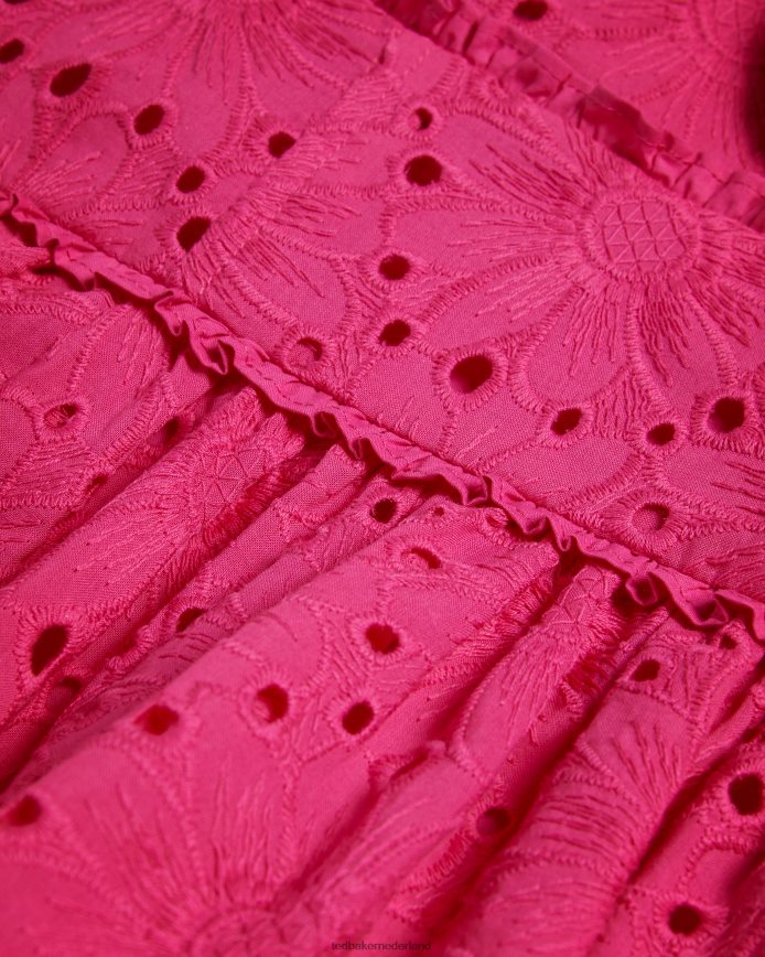 Ted Baker Mazieh broderie peplum top fel roze kleding vrouwen 6R02N321