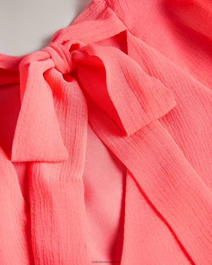 Ted Baker Nattelie boxy top met pofmouwen koraal kleding vrouwen 6R02N289