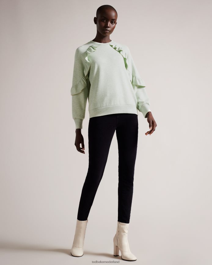 Ted Baker Yazme sweatshirt met ruches en kettingafwerking licht groen kleding vrouwen 6R02N90