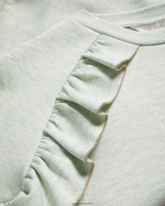 Ted Baker Yazme sweatshirt met ruches en kettingafwerking licht groen kleding vrouwen 6R02N90