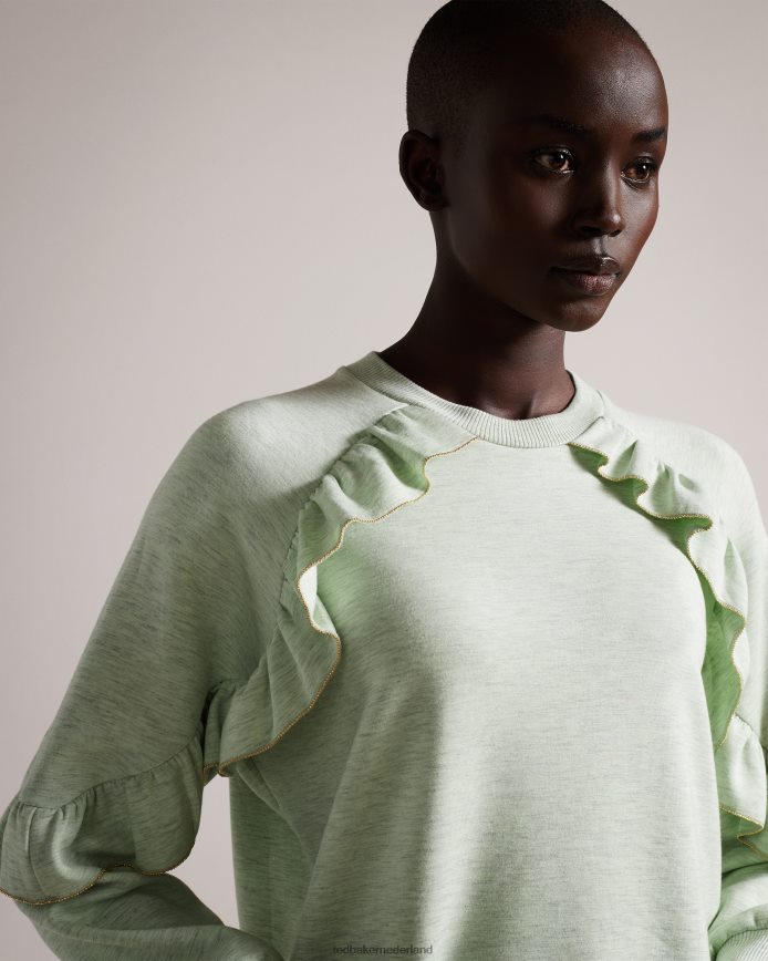 Ted Baker Yazme sweatshirt met ruches en kettingafwerking licht groen kleding vrouwen 6R02N90