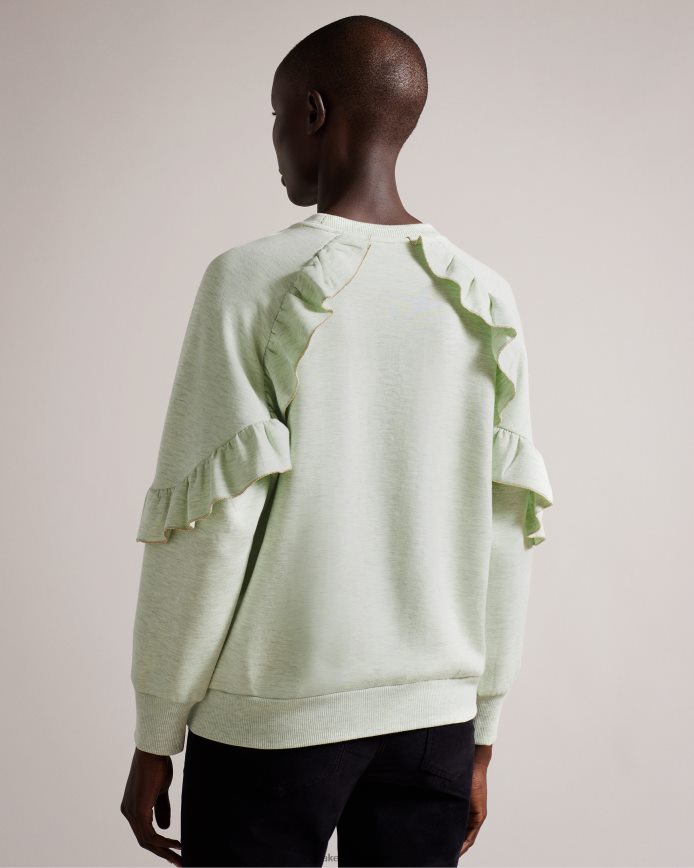 Ted Baker Yazme sweatshirt met ruches en kettingafwerking licht groen kleding vrouwen 6R02N90