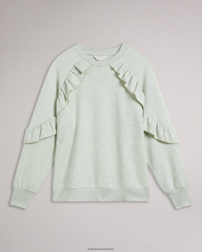 Ted Baker Yazme sweatshirt met ruches en kettingafwerking licht groen kleding vrouwen 6R02N90